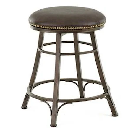 Backless Swivel Counter Stool with Nailhead Trim